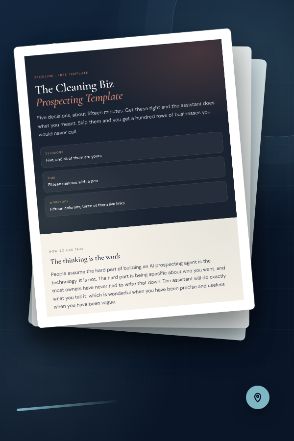 Preview of the Cleaning Biz Prospecting Template pages